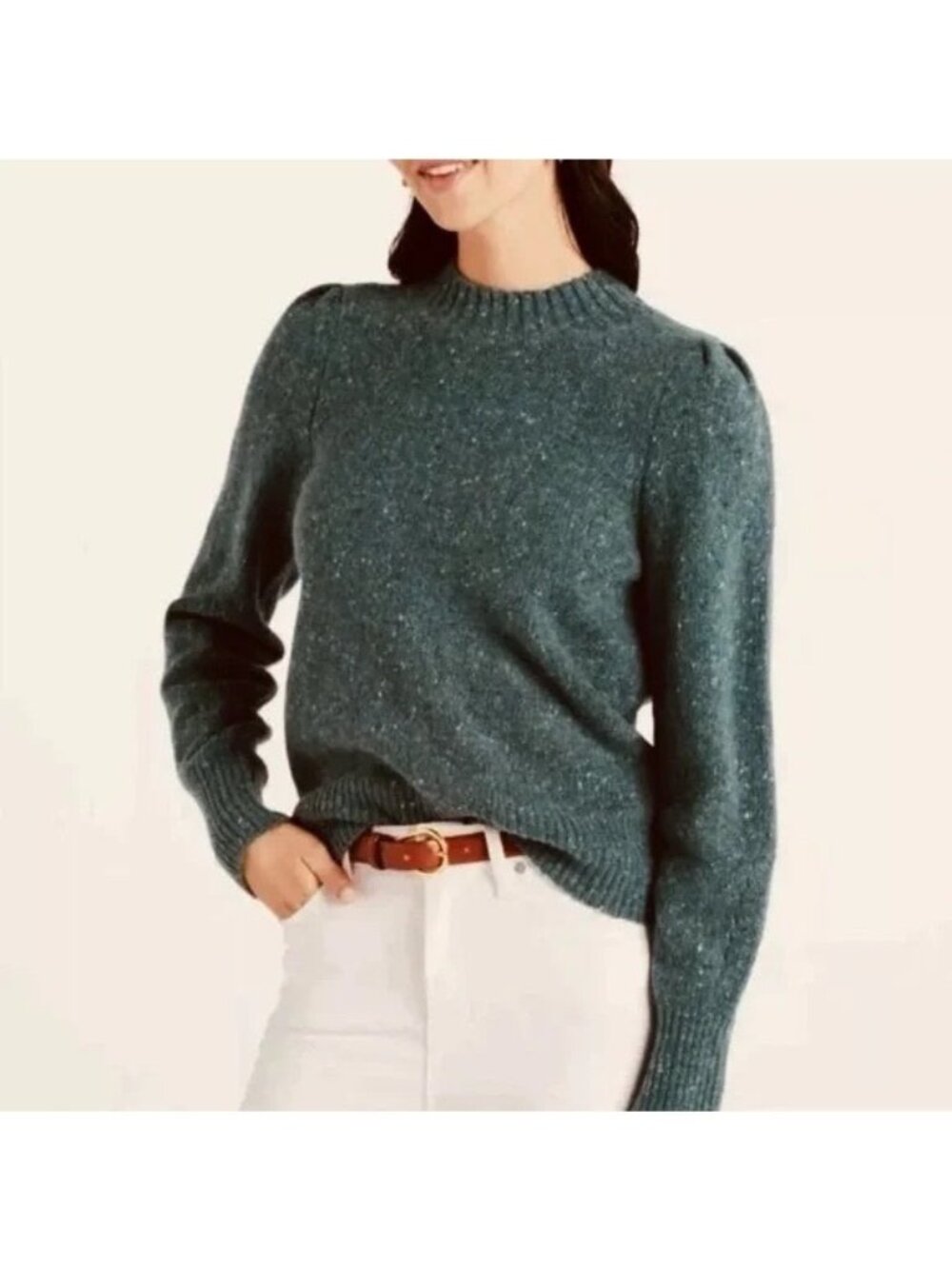 Faherty Boone Wool & Alpaca Blend Teal green Sweater crew neck XS